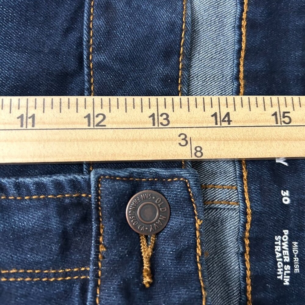 Old Navy Plus Size Mid Rise Power Slim Straight Jeans - Picture 12 of 13